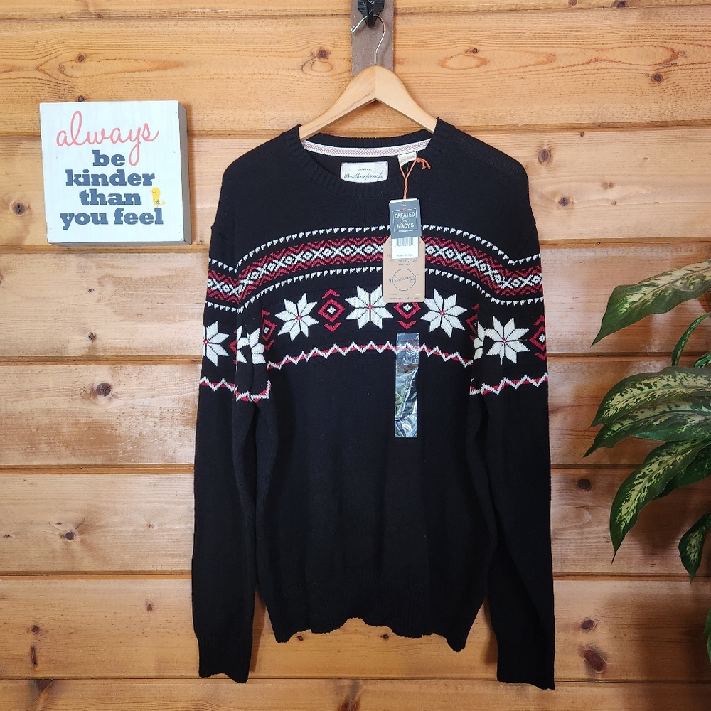 Weatherproof 💙 Vintage NWT The Holiday‎ Sweater Snowflake Fair Isle Crew Knit L